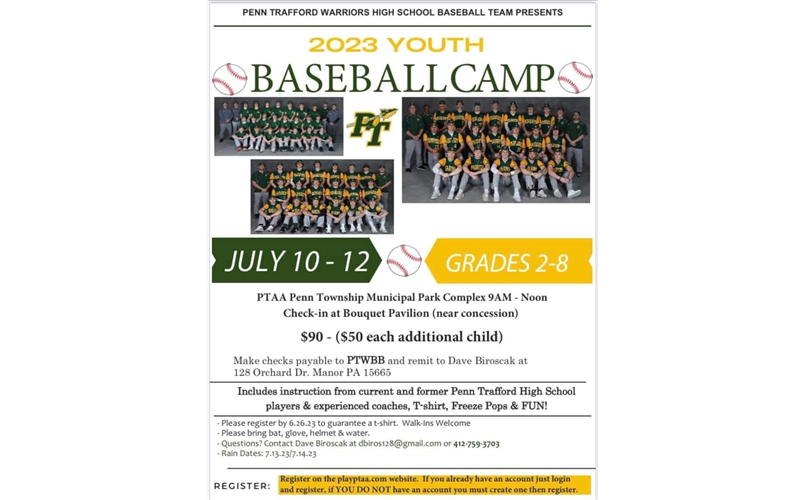 PTHS Youth Baseball Camp July